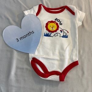 Fisher-Price Vintage 3 mo Roaring Bodysuit/Onesie - Yellow, Red, Blue, White